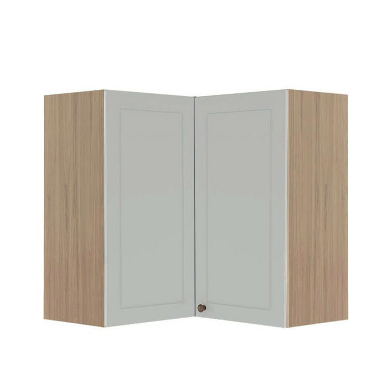 Módulo Armário Aéreo Canto L 88x76x34cm 100% MDF Cozinha Provence Robel Hanover/Branco Matte