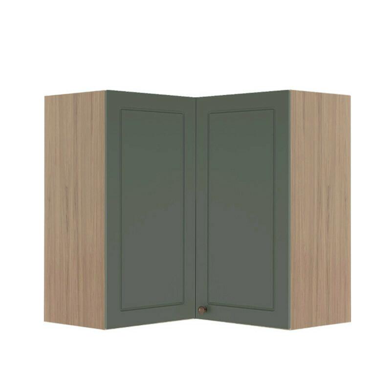 Módulo Armário Aéreo Canto L 88x76x34cm 100% MDF Cozinha Provence Robel Hanover/Salvia Matte