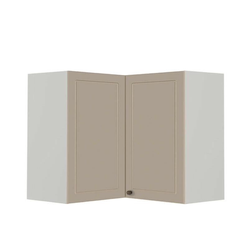 Módulo Armário Aéreo Canto L 68x76x34cm 100% MDF Cozinha Provence Robel Branco/Fendi Matte