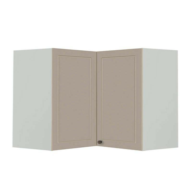 Módulo Armário Aéreo Canto L 68x96x56cm 100% MDF Cozinha Provence Robel Branco/Fendi Matte