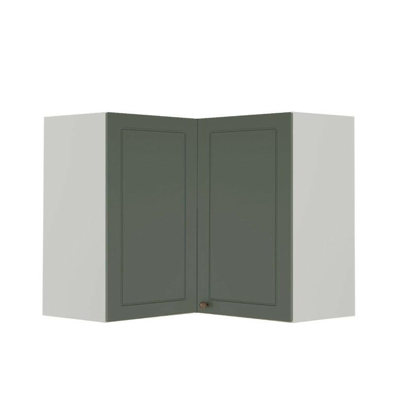 Módulo Armário Aéreo Canto L 68x76x34cm 100% MDF Cozinha Provence Robel Branco/Salvia Matte