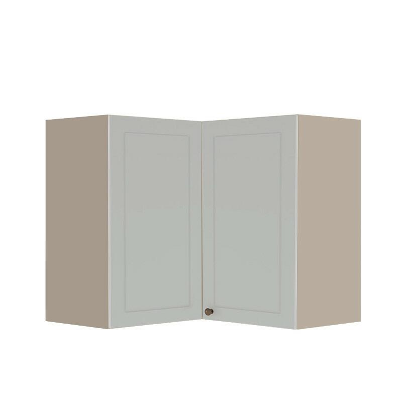 Módulo Armário Aéreo Canto L 68x76x34cm 100% MDF Cozinha Provence Robel Fendi/Branco Matte