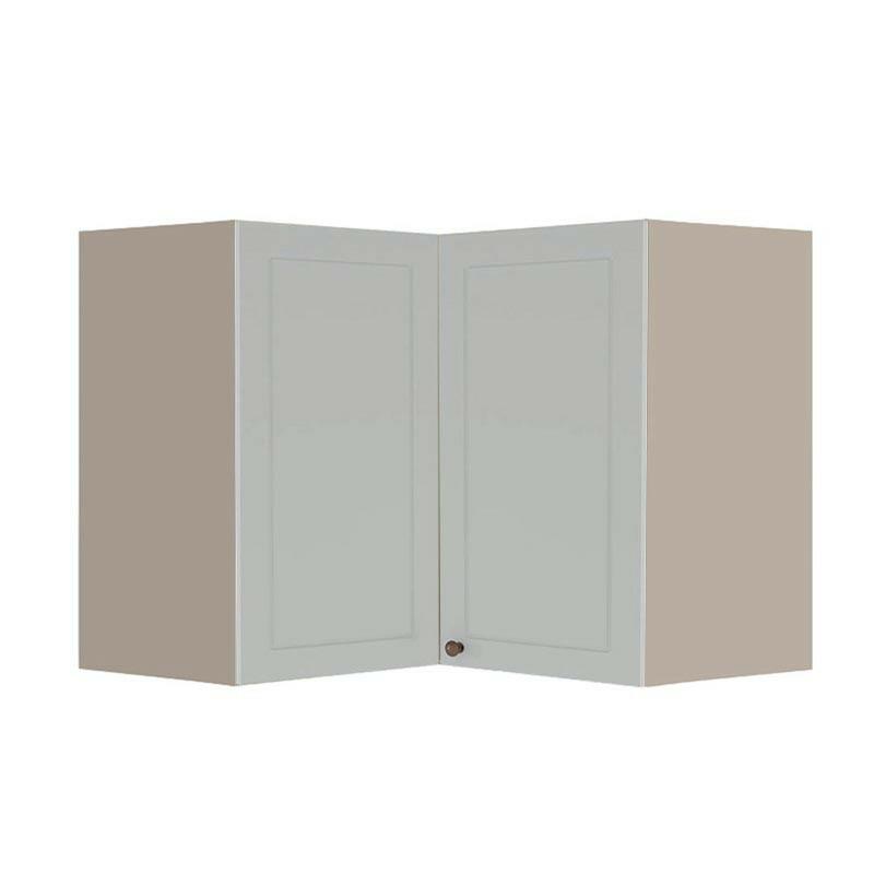Módulo Armário Aéreo Canto L 68x96x56cm 100% MDF Cozinha Provence Robel Fendi/Branco Matte