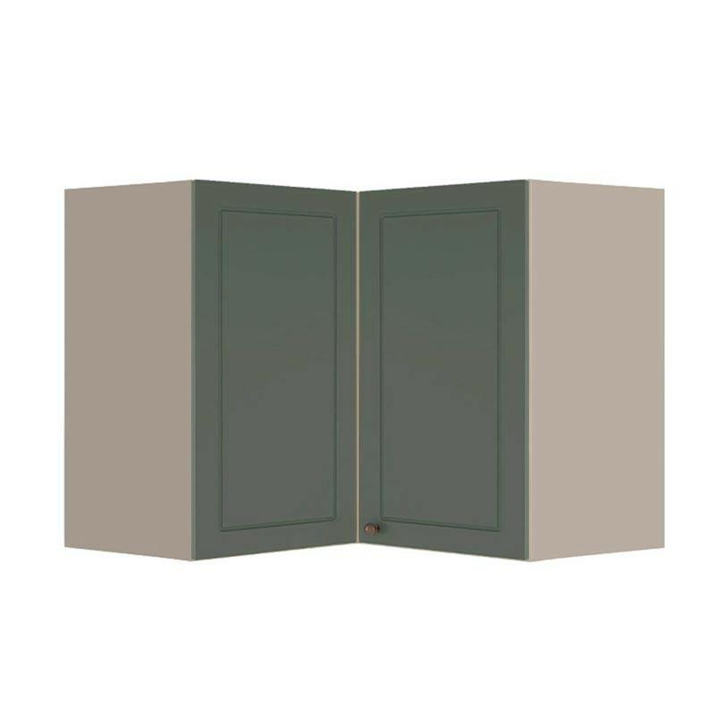 Módulo Armário Aéreo Canto L 68x96x56cm 100% MDF Cozinha Provence Robel Fendi/Salvia Matte