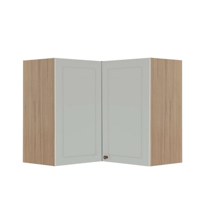 Módulo Armário Aéreo Canto L 68x76x34cm 100% MDF Cozinha Provence Robel Hanover/Branco Matte