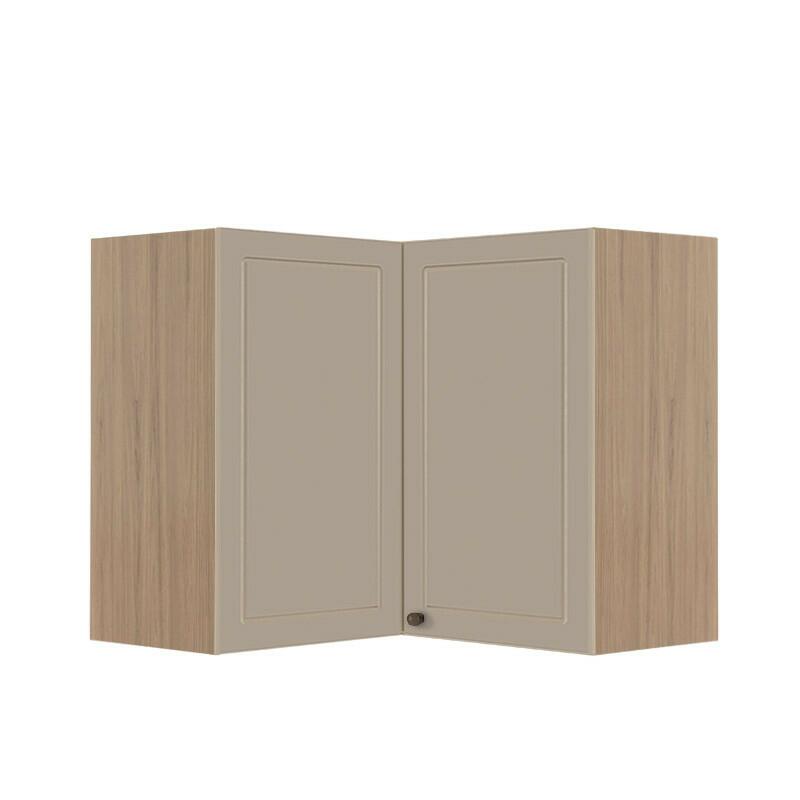 Módulo Armário Aéreo Canto L 68x76x34cm 100% MDF Cozinha Provence Robel Hanover/Fendi Matte