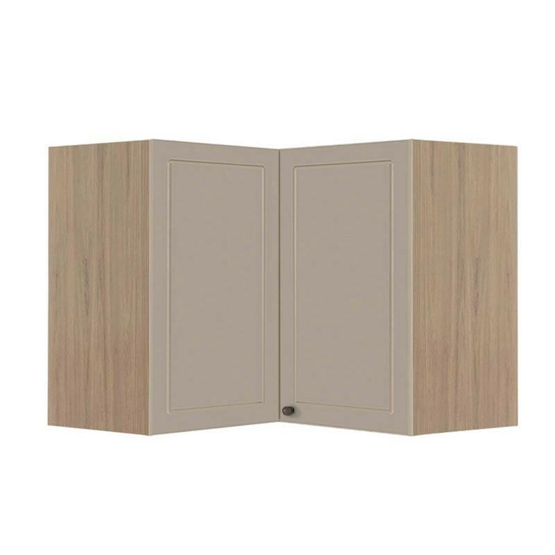 Módulo Armário Aéreo Canto L 68x96x56cm 100% MDF Cozinha Provence Robel Hanover/Fendi Matte