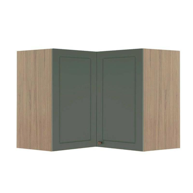 Módulo Armário Aéreo Canto L 68x96x56cm 100% MDF Cozinha Provence Robel Hanover/Salvia Matte