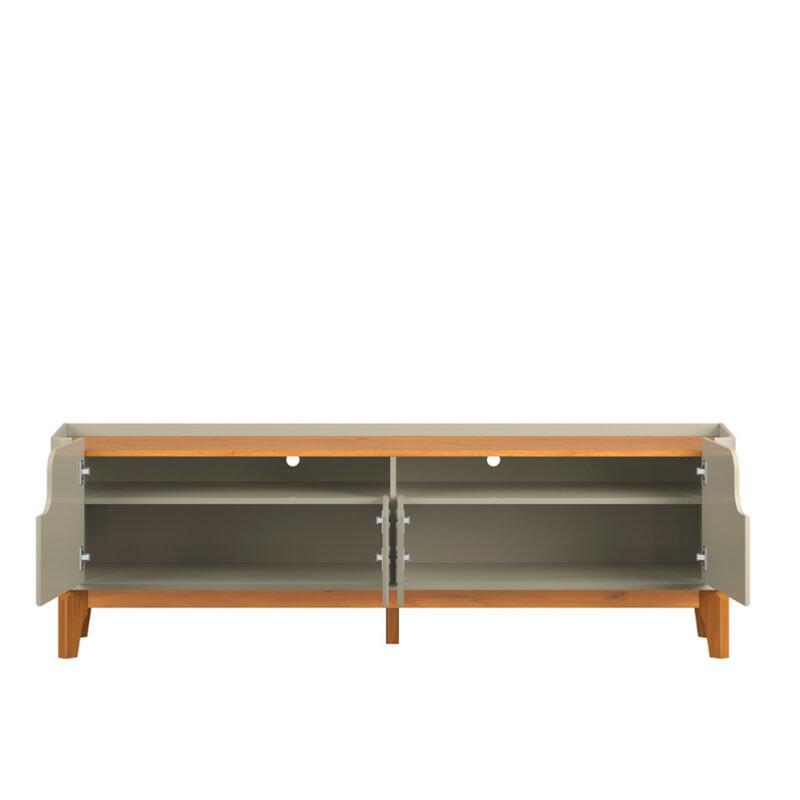 Rack com 160cm Cantos Arredondados 4 portas Para Tv 65 Flip 1.6 Patrimar Off White/Cinamomo