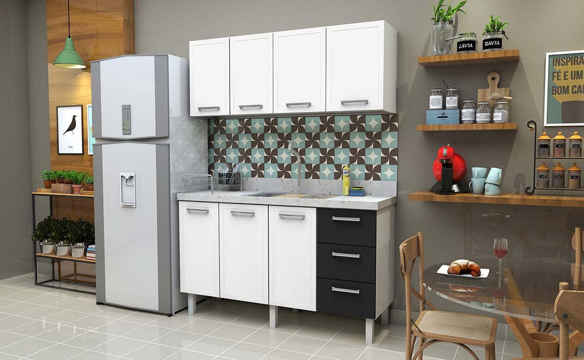 Gabinete de Pia 200 Apolo Flat 3G Cozimax Branco/Preto