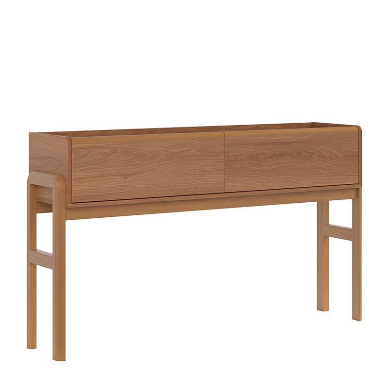 Aparador Moderno 2 Gavetas Pés Madeira 143cm Elegance Lukaliam Jequitiba
