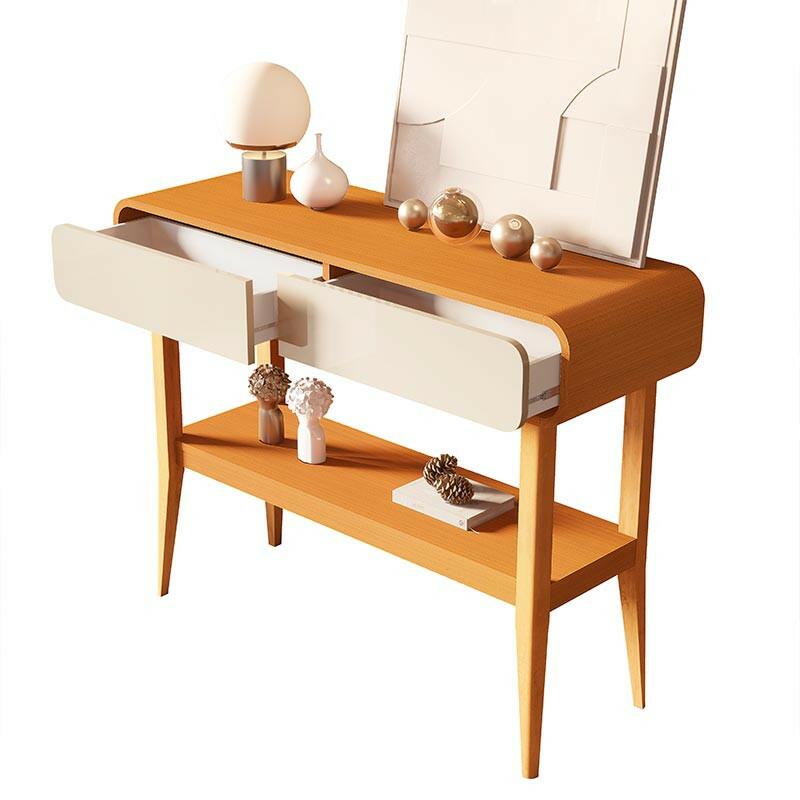 Aparador Design Exclusivo Sala 2 Gavetas Liv EDN Off White/Cedro