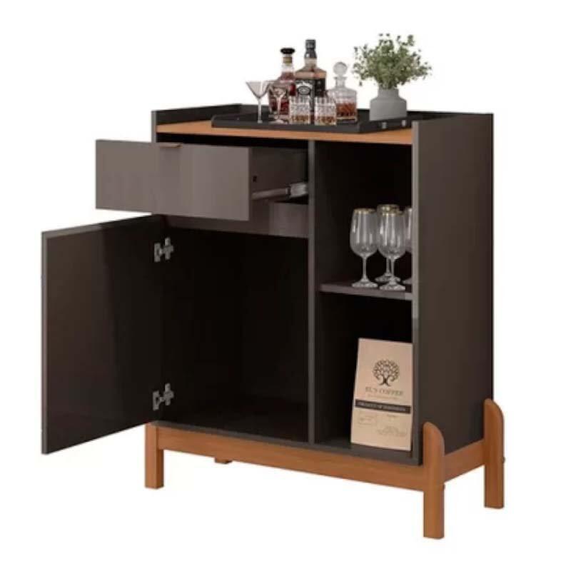 Aparador Bar Pequeno 81cm Bari Casa D Cinza/Cedro