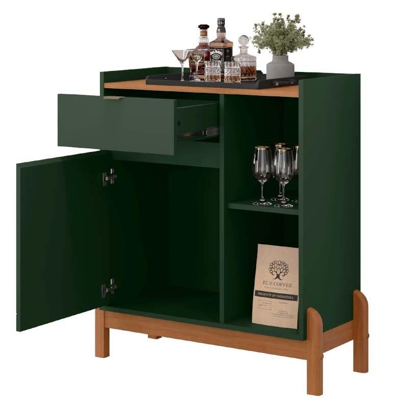 Aparador Bar Pequeno 81cm Bari Casa D Verde/Cedro