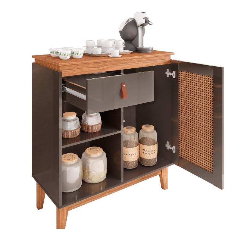 Aparador Cantinho Café 80cm 1 Gaveta Rubi Casa D Cinza/Noce