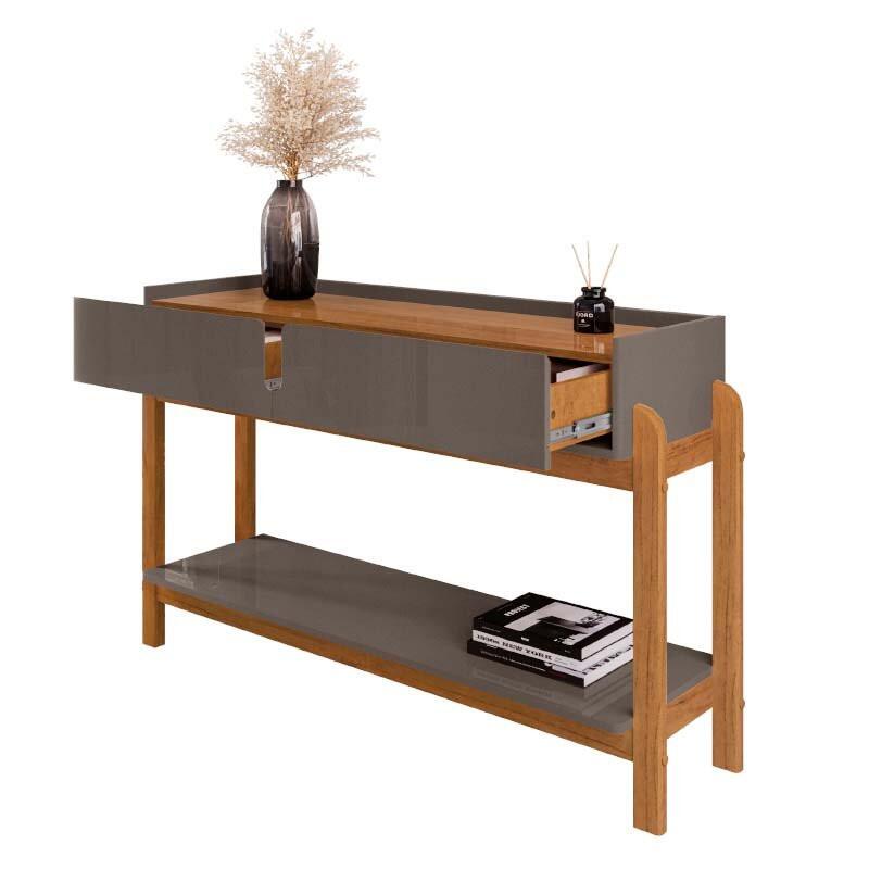 Aparador 130cm 2 Gavetas Sala Lizz Casa D Cinza/Cedro