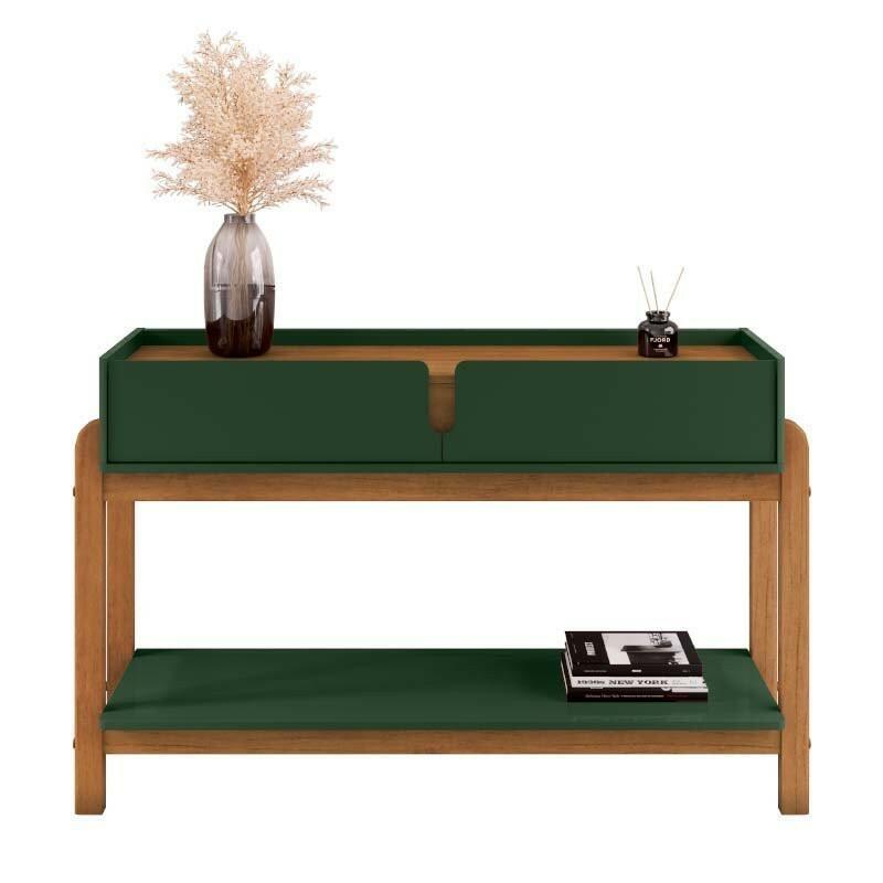 Aparador 130cm 2 Gavetas Sala Lizz Casa D Verde/Cedro