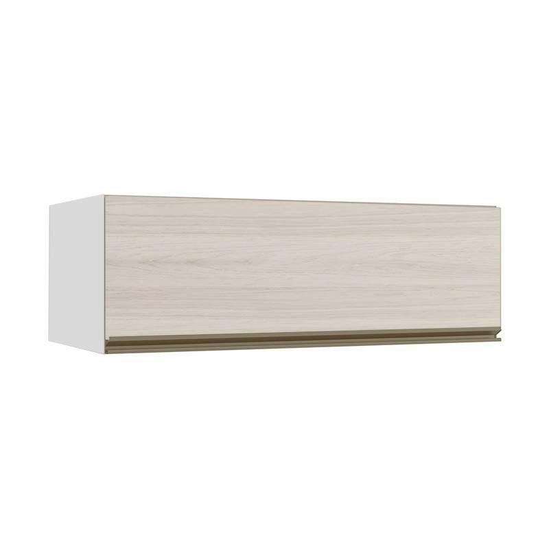 Módulo Armário Aéreo 120cm Porta Basculante 100% MDF Cozinha Modulada Gold J Robel Branco/Aspen