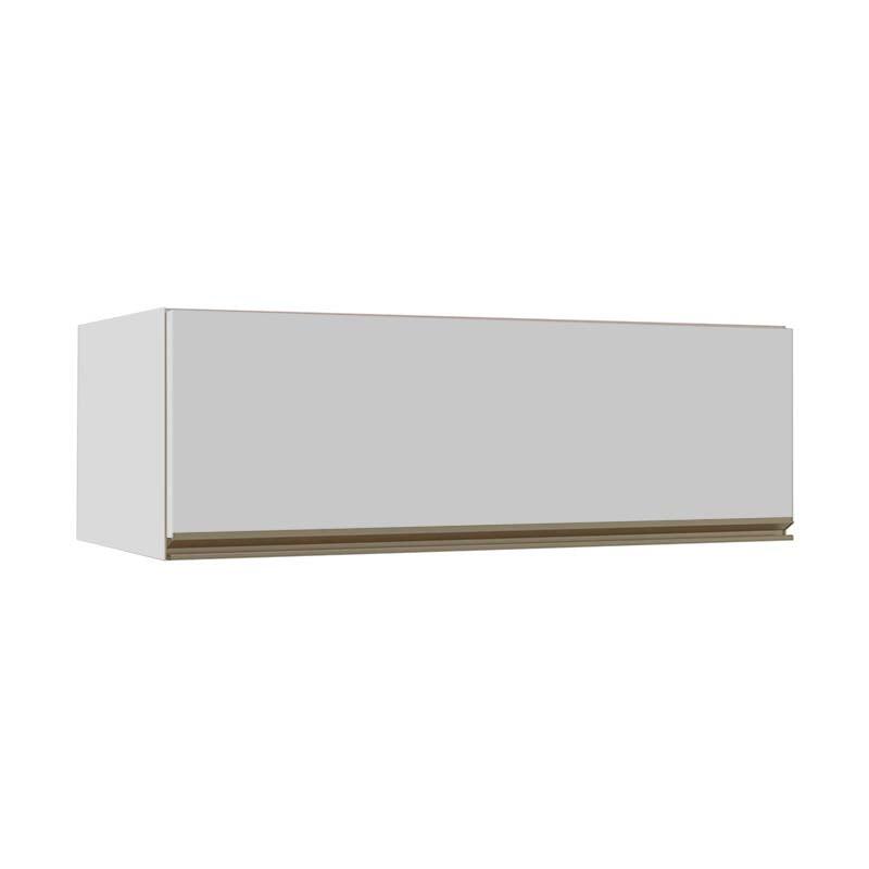 Módulo Armário Aéreo 120cm Porta Basculante 100% MDF Cozinha Modulada Gold J Robel Branco/Branco Matte