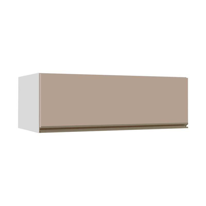 Módulo Armário Aéreo 120cm Porta Basculante 100% MDF Cozinha Modulada Gold J Robel Branco/Fendi Matte