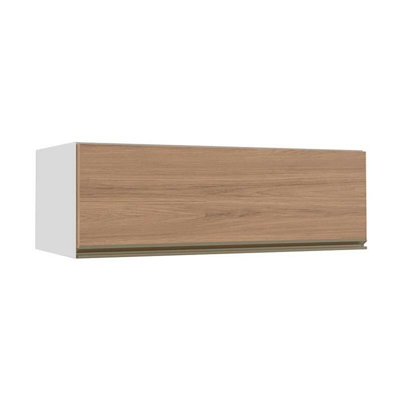 Módulo Armário Aéreo 120cm Porta Basculante 100% MDF Cozinha Modulada Gold J Robel Branco/Hanover