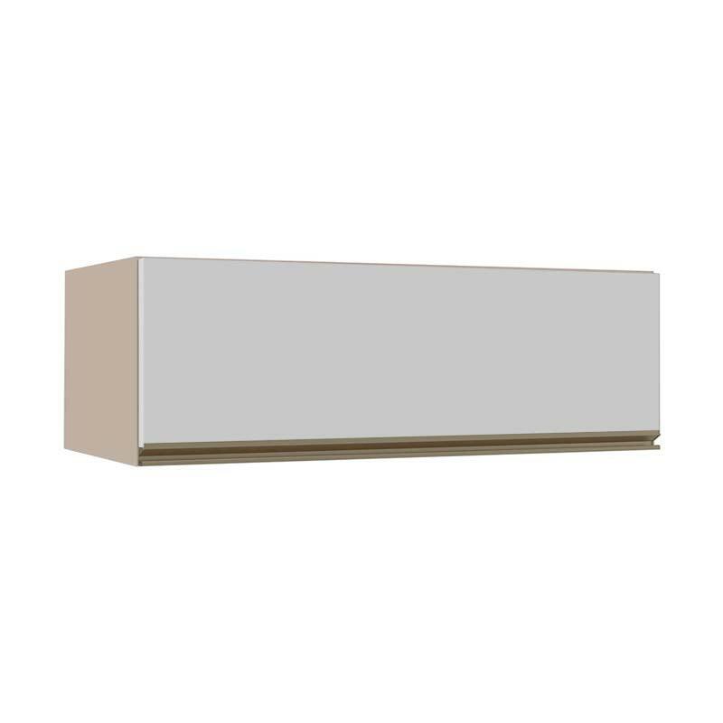 Módulo Armário Aéreo 120cm Porta Basculante 100% MDF Cozinha Modulada Gold J Robel Fendi/Branco Matte