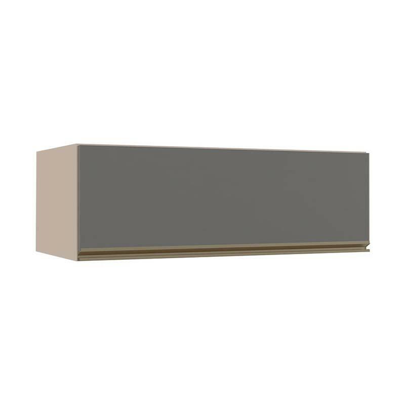 Módulo Armário Aéreo 120cm Porta Basculante 100% MDF Cozinha Modulada Gold J Robel Fendi/Cinza Matte