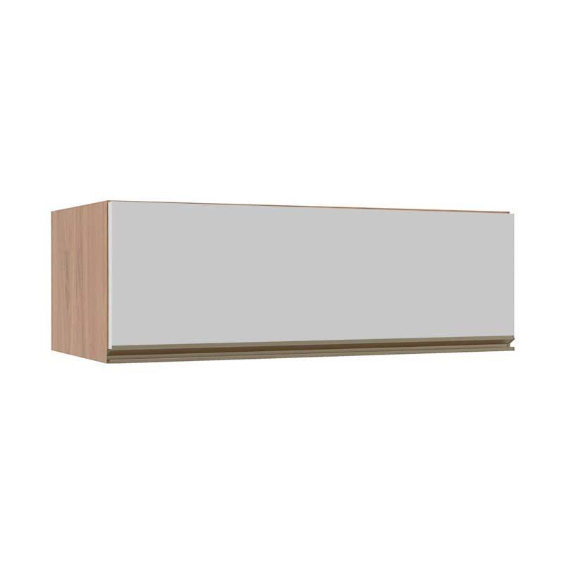 Módulo Armário Aéreo 120cm Porta Basculante 100% MDF Cozinha Modulada Gold J Robel Hanover/Branco Matte