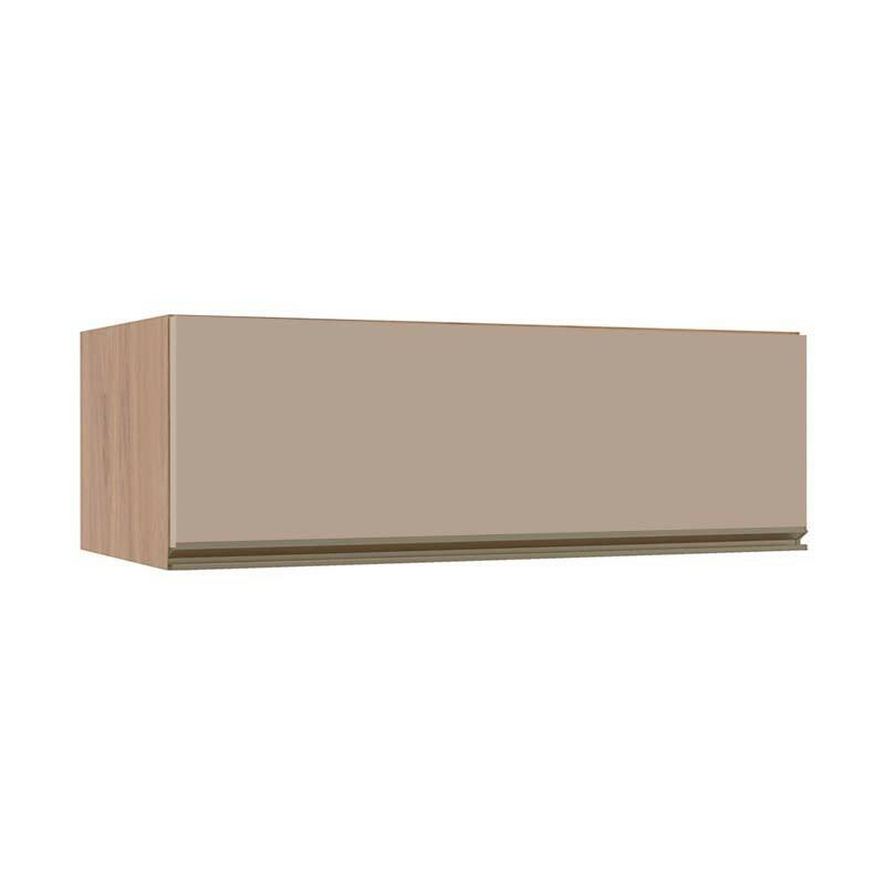 Módulo Armário Aéreo 120cm Porta Basculante 100% MDF Cozinha Modulada Gold J Robel Hanover/Fendi Matte