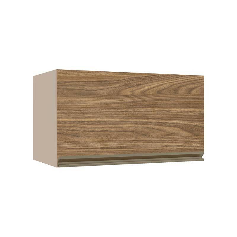 Módulo Armário Aéreo 60cm Porta Basculante 100% MDF Cozinha Modulada Gold J Robel Fendi/Amendoeira BP