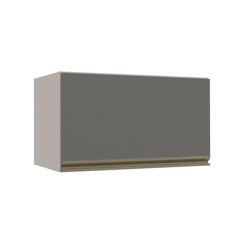 Módulo Armário Aéreo 60cm Porta Basculante 100% MDF Cozinha Modulada Gold Robel Fendi/Cinza