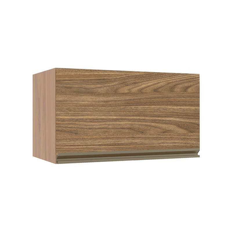 Módulo Armário Aéreo 60cm Porta Basculante 100% MDF Cozinha Modulada Gold J Robel Hanover/Amendoeira BP