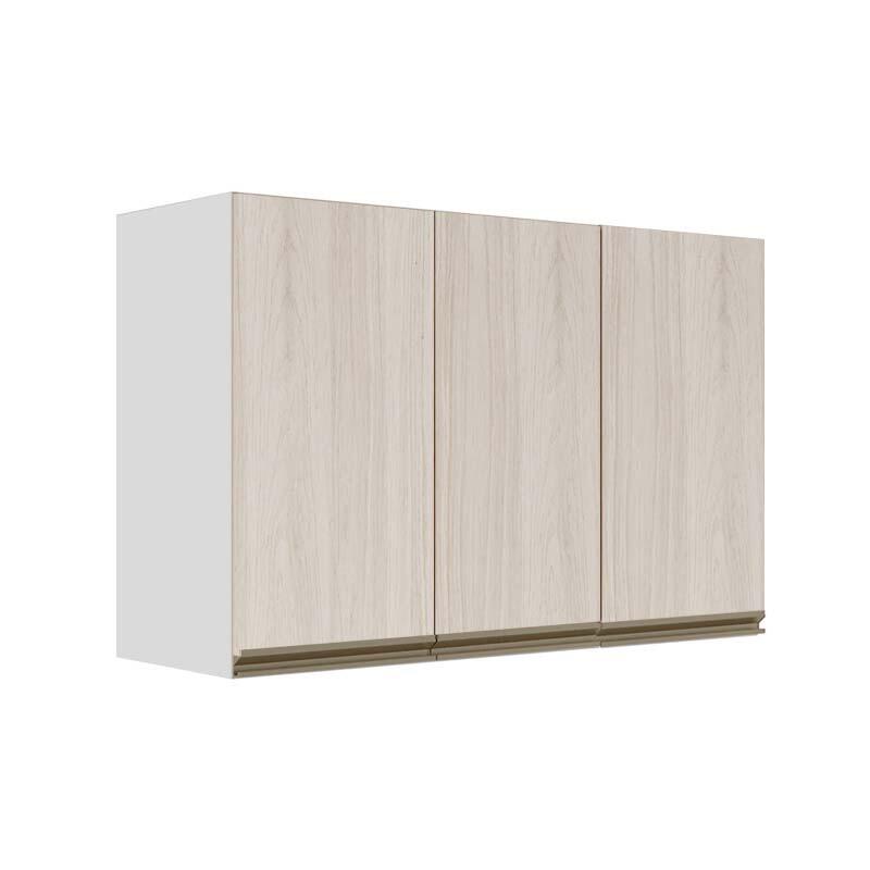Módulo Armário Aéreo 68x120x34 3 Portas 100% MDF Cozinha Modulada Gold J Robel Branco/Aspen Módulo Armário Aéreo 68x120x34 3 Portas 100% MDF Cozinha Modulada Gold J Robel Branco/Aspen