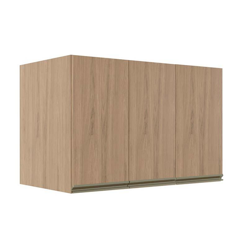 Módulo Armário Aéreo 68x120x56cm 3 Portas 100% MDF Cozinha Modulada Gold J Robel Hanover/Hanover