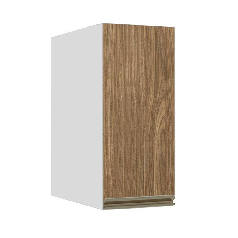 Módulo Armário Aéreo 68x30x56cm 1 Porta 100% MDF Cozinha Modulada Gold J Robel Branco/Amendoeira BP
