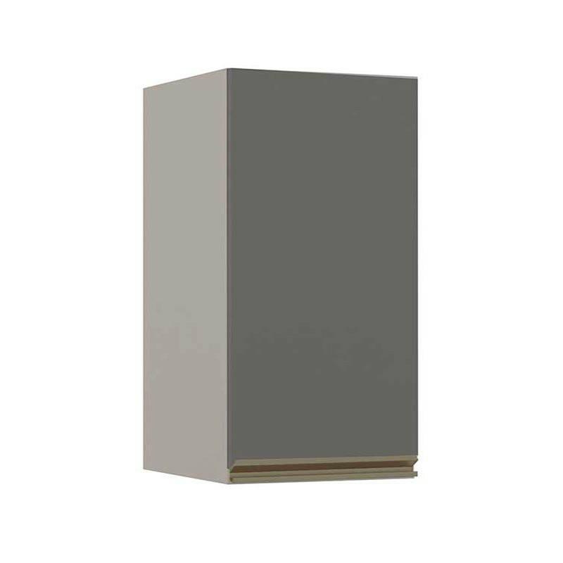 Módulo Armário Aéreo 68x35 1 Porta 100% MDF Cozinha Modulada Gold Robel Fendi/Cinza