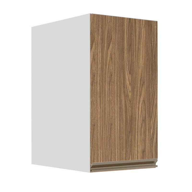 Módulo Armário Aéreo 68x40x56cm 1 Porta 100% MDF Cozinha Modulada Gold J Robel Branco/Amendoeira BP