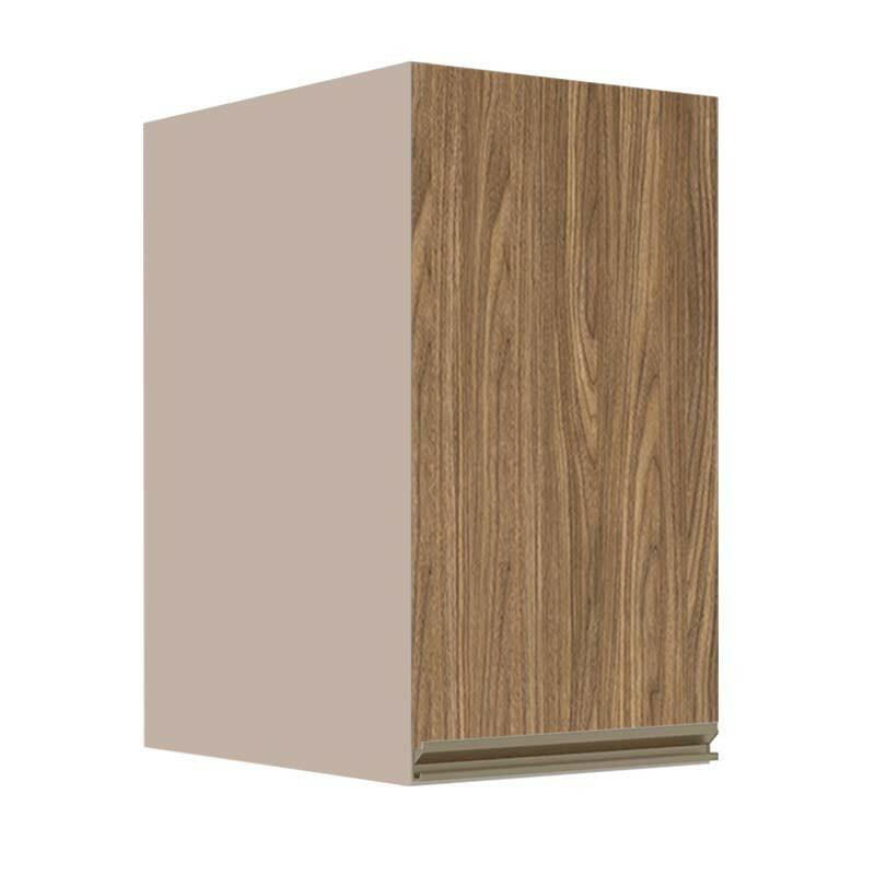 Módulo Armário Aéreo 68x40x56cm 1 Porta 100% MDF Cozinha Modulada Gold J Robel Fendi/Amendoeira BP