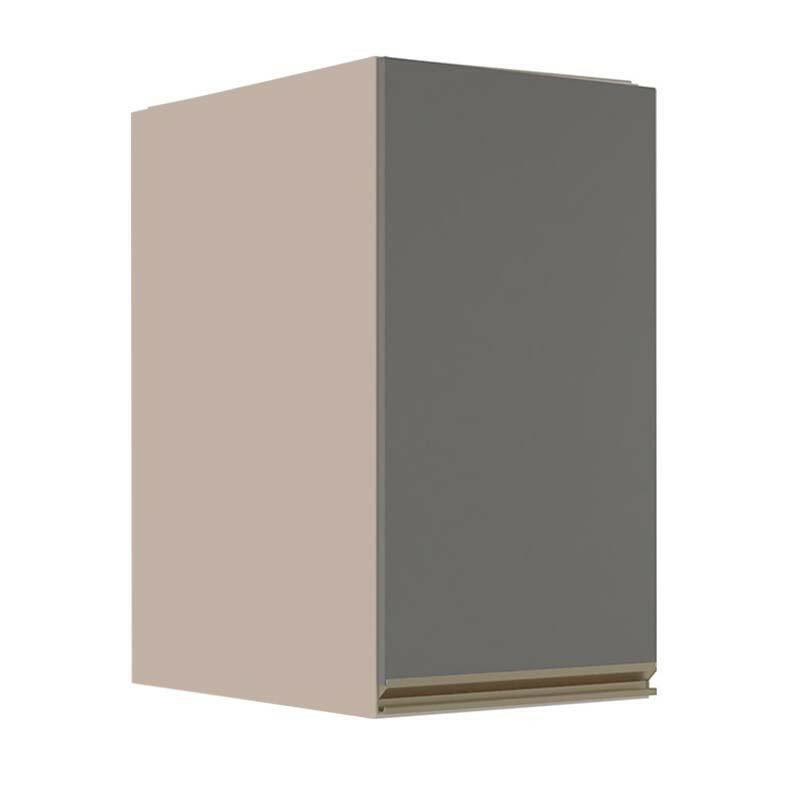 Módulo Armário Aéreo 68x40x56cm 1 Porta 100% MDF Cozinha Modulada Gold J Robel Fendi/Cinza Matte