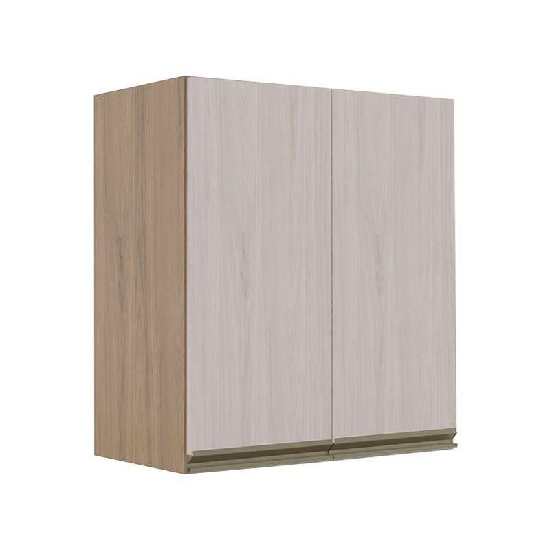 Módulo Armário Aéreo 68x60 2 Portas 100% MDF Cozinha Modulada Gold Robel Hanover/Aspen