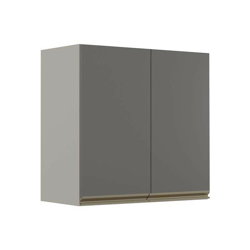 Módulo Armário Aéreo 68x70 2 Portas 100% MDF Cozinha Modulada Gold Robel Fendi/Cinza