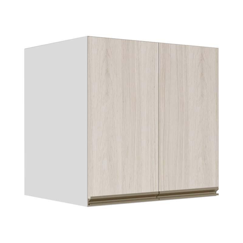 Módulo Armário Aéreo 68x60x56cm 2 Portas 100% MDF Cozinha Modulada Gold J Robel Branco/Aspen