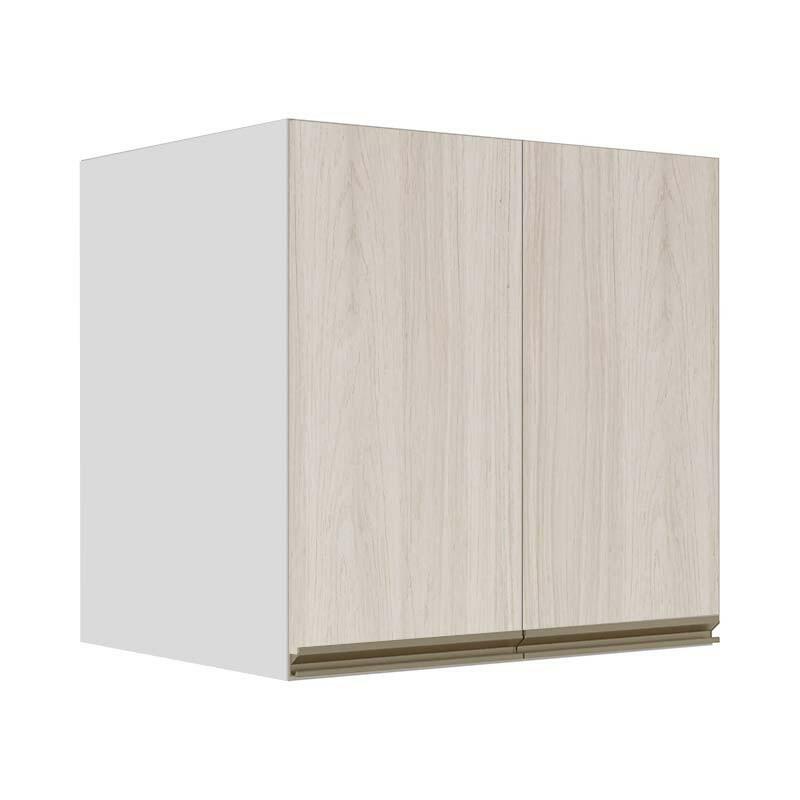 Módulo Armário Aéreo 68x70x56cm 2 Portas 100% MDF Cozinha Modulada Gold J Robel Branco/Aspen
