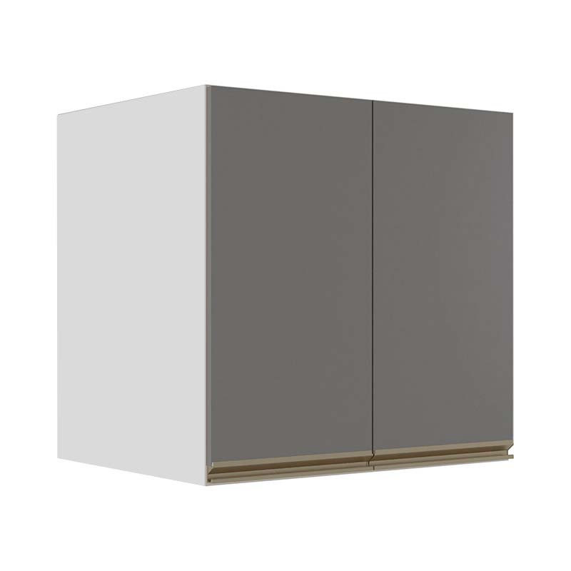 Módulo Armário Aéreo 68x70x56cm 2 Portas 100% MDF Cozinha Modulada Gold J Robel Branco/Cinza Matte