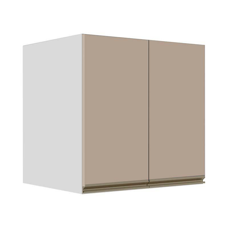 Módulo Armário Aéreo 68x70x56cm 2 Portas 100% MDF Cozinha Modulada Gold J Robel Branco/Fendi Matte