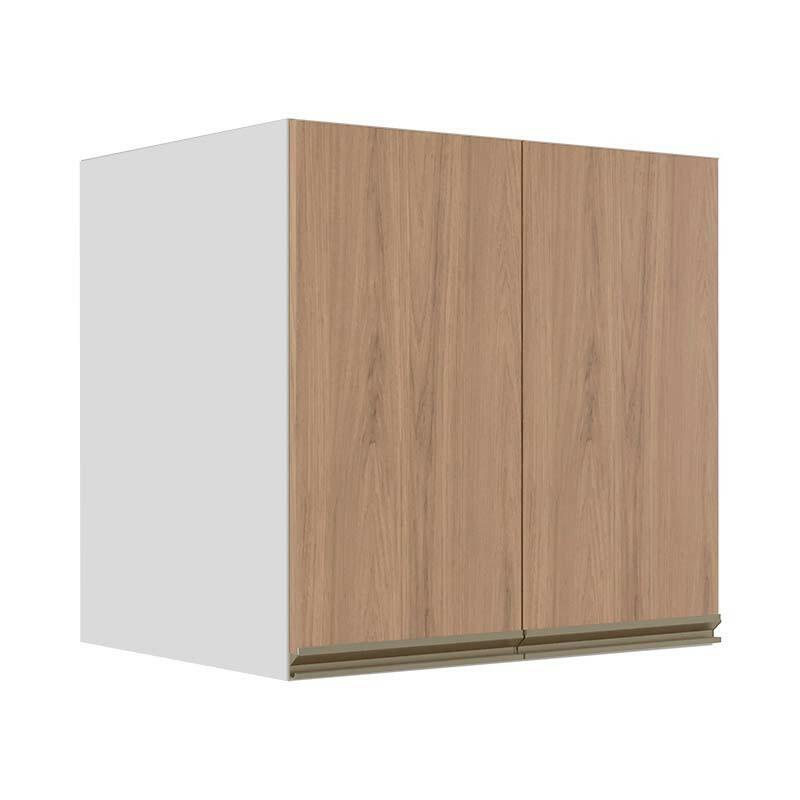 Módulo Armário Aéreo 68x60x56cm 2 Portas 100% MDF Cozinha Modulada Gold J Robel Branco/Hanover