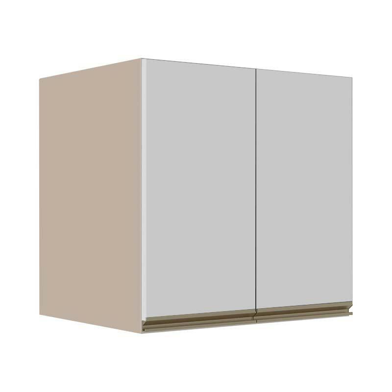 Módulo Armário Aéreo 68x60x56cm 2 Portas 100% MDF Cozinha Modulada Gold J Robel Fendi/Branco Matte