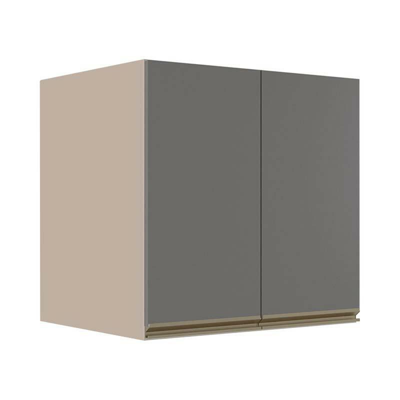 Módulo Armário Aéreo 68x70x56cm 2 Portas 100% MDF Cozinha Modulada Gold J Robel Fendi/Cinza Matte