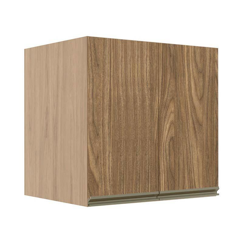 Módulo Armário Aéreo 68x70x56cm 2 Portas 100% MDF Cozinha Modulada Gold J Robel Hanover/Amendoeira BP