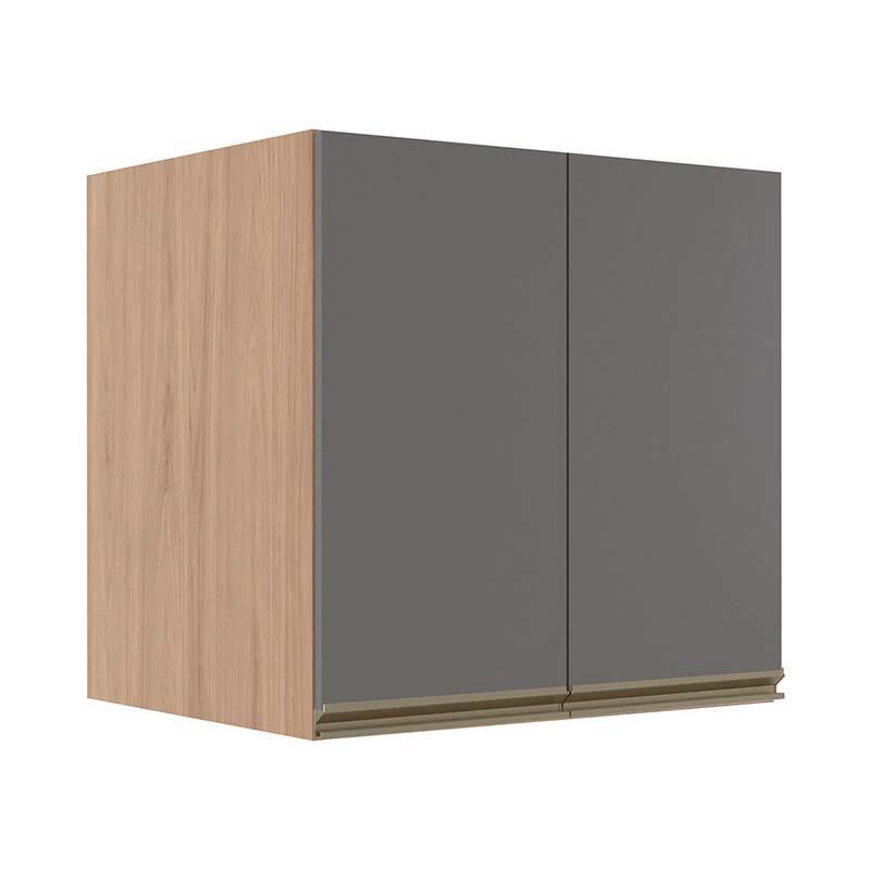 Módulo Armário Aéreo 68x70x56cm 2 Portas 100% MDF Cozinha Modulada Gold J Robel Hanover/Cinza Matte